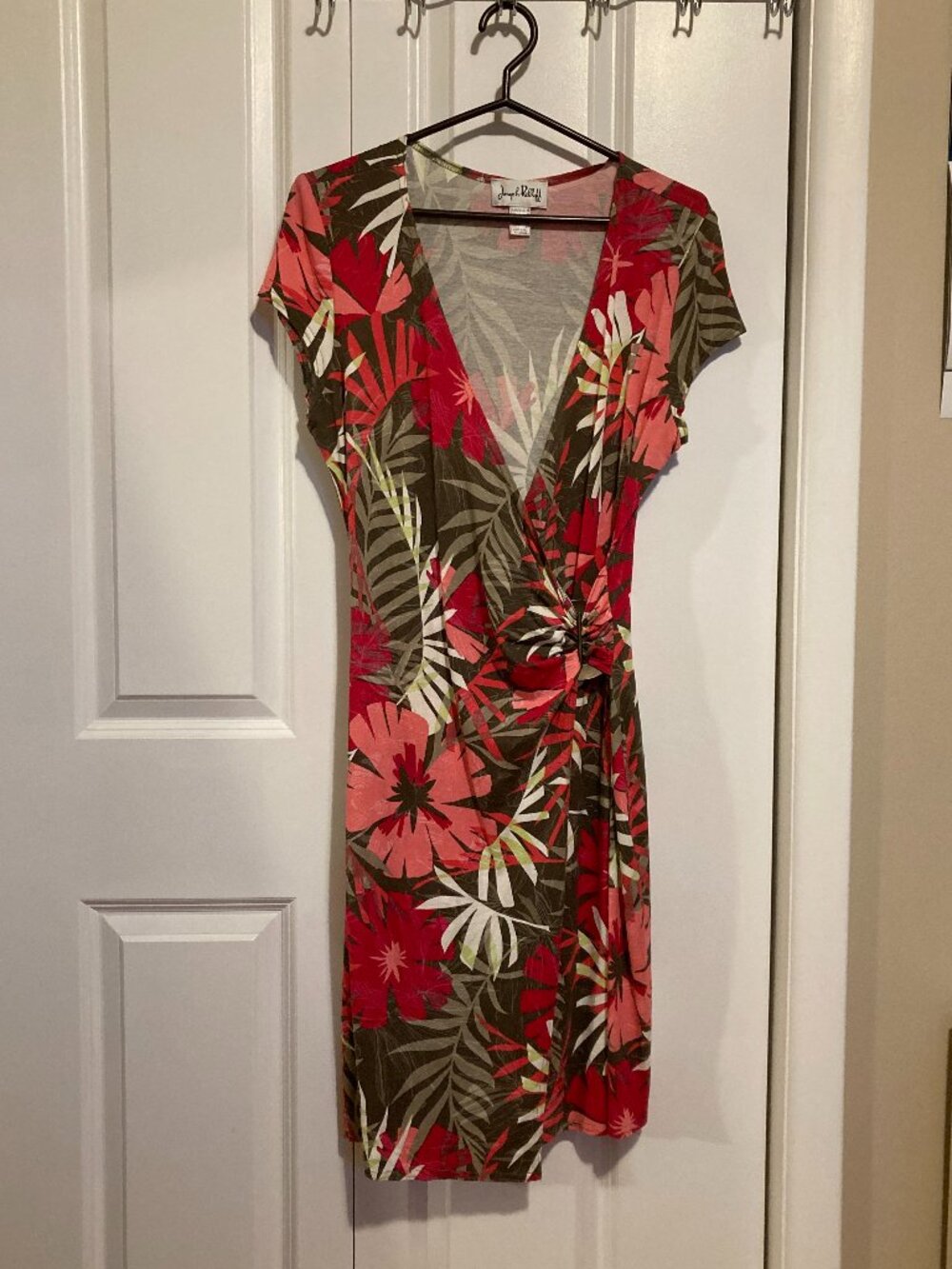 #31 Women's Joseph Ribkoff Faux-wrap Tropical Floral Dress, Size 10